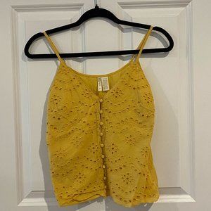 Japna Yellow Cotton Adjustable Tank Top‎ with Button Front - Size Small